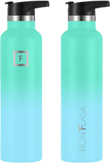 Camping & Hiking Hydration Canteens - 3 Lids (Narrow Straw/Spout Lid) Leak Proof Vacuum Insulated Stainless Steel - Hot & Cold Double Walled Sports Water Bottle