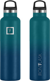 Camping & Hiking Hydration Canteens - 3 Lids (Narrow Straw/Spout Lid) Leak Proof Vacuum Insulated Stainless Steel - Hot & Cold Double Walled Sports Water Bottle