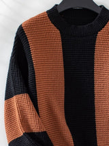 Color Block Round Neck Long Sleeve Sweater