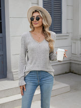 Lace Detail V-Neck Long Sleeve T-Shirt