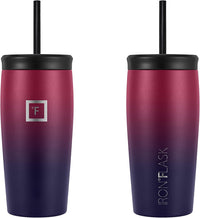 Nomad Tumbler - 2 Lids (Straw/Flip), Vacuum Insulated Stainless Steel Bottle, Double Walled, Drinking Cup, Thermos Coffee Travel Mug, Water - Dark Rainbow, 16 Oz