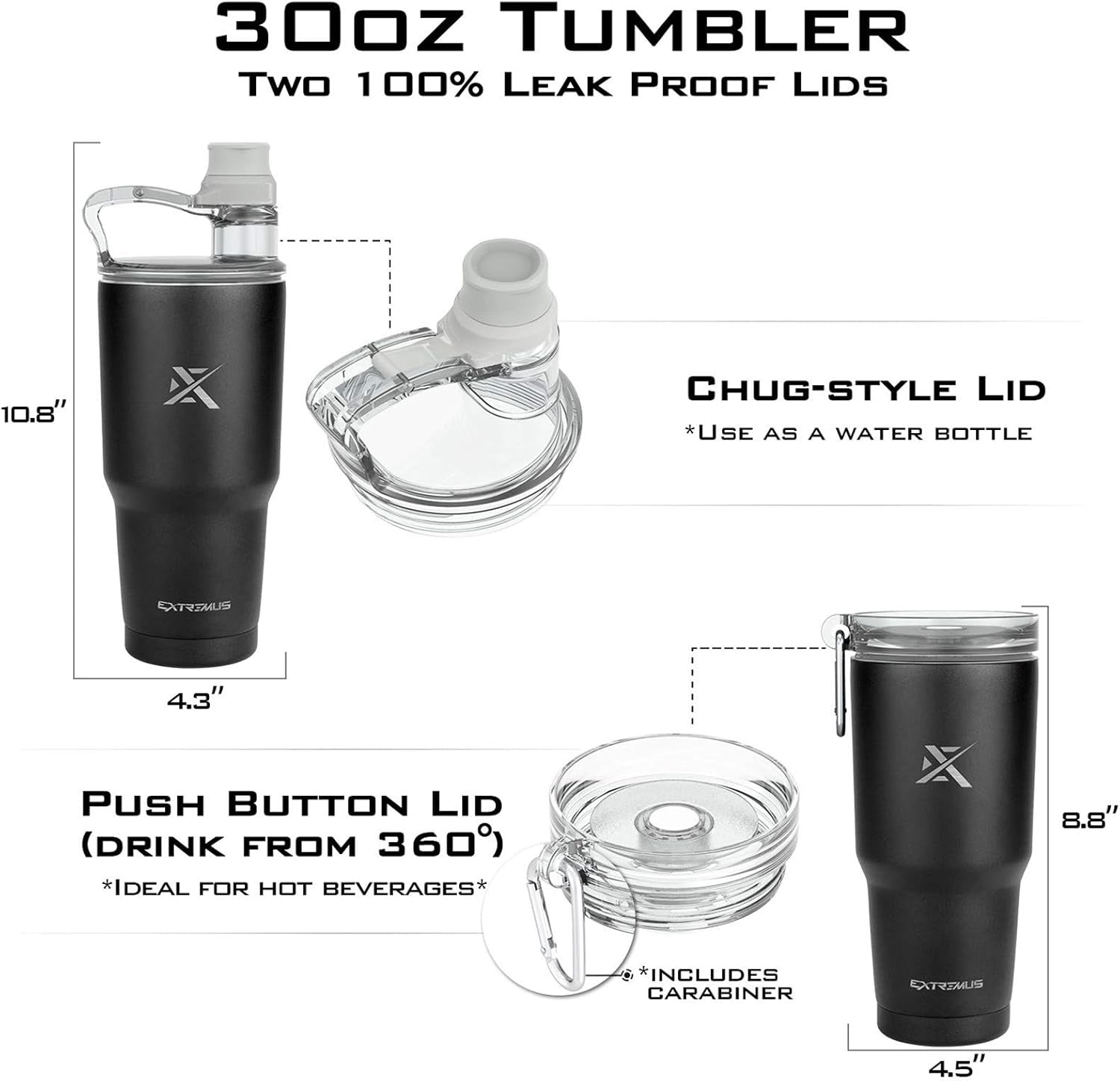 Temps Coffee Travel Mug Stainless Steel Vacuum Insulated Coffee Tumbler, Upgraded 100% Leakproof Water Bottle Lid and Easy-To-Sip Coffee Lid, Coffee Travel Tumbler (30 Oz, Seafoam, 2 Lids)