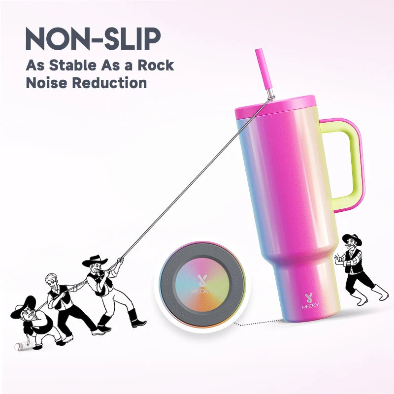 50Oz Vacuum Insulated Car Mug Tumbler with Handle Straw Gradient Stainless Steel New Thermal Travel Water Bottle 2024