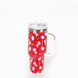 Christmas Style Travel Coffee Mug Stainless Steel Car Thermal Mug with Straw Vacuum Flask Thermos Tumbler Bottle Water Cup Gift