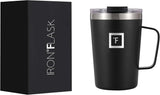 Grip Novelty Coffee Mug - Leak Proof, Vacuum Insulated Stainless Steel Bottle, Double Walled, Thermo Travel, Hot Cold, Water Metal Canteen - Midnight Black, 12 Oz - Classic Bottom