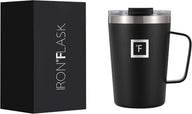 Grip Novelty Coffee Mug - Leak Proof, Vacuum Insulated Stainless Steel Bottle, Double Walled, Thermo Travel, Hot Cold, Water Metal Canteen - Midnight Black, 12 Oz - Classic Bottom