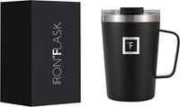 Grip Novelty Coffee Mug - Leak Proof, Vacuum Insulated Stainless Steel Bottle, Double Walled, Thermo Travel, Hot Cold, Water Metal Canteen - Midnight Black, 12 Oz - Classic Bottom