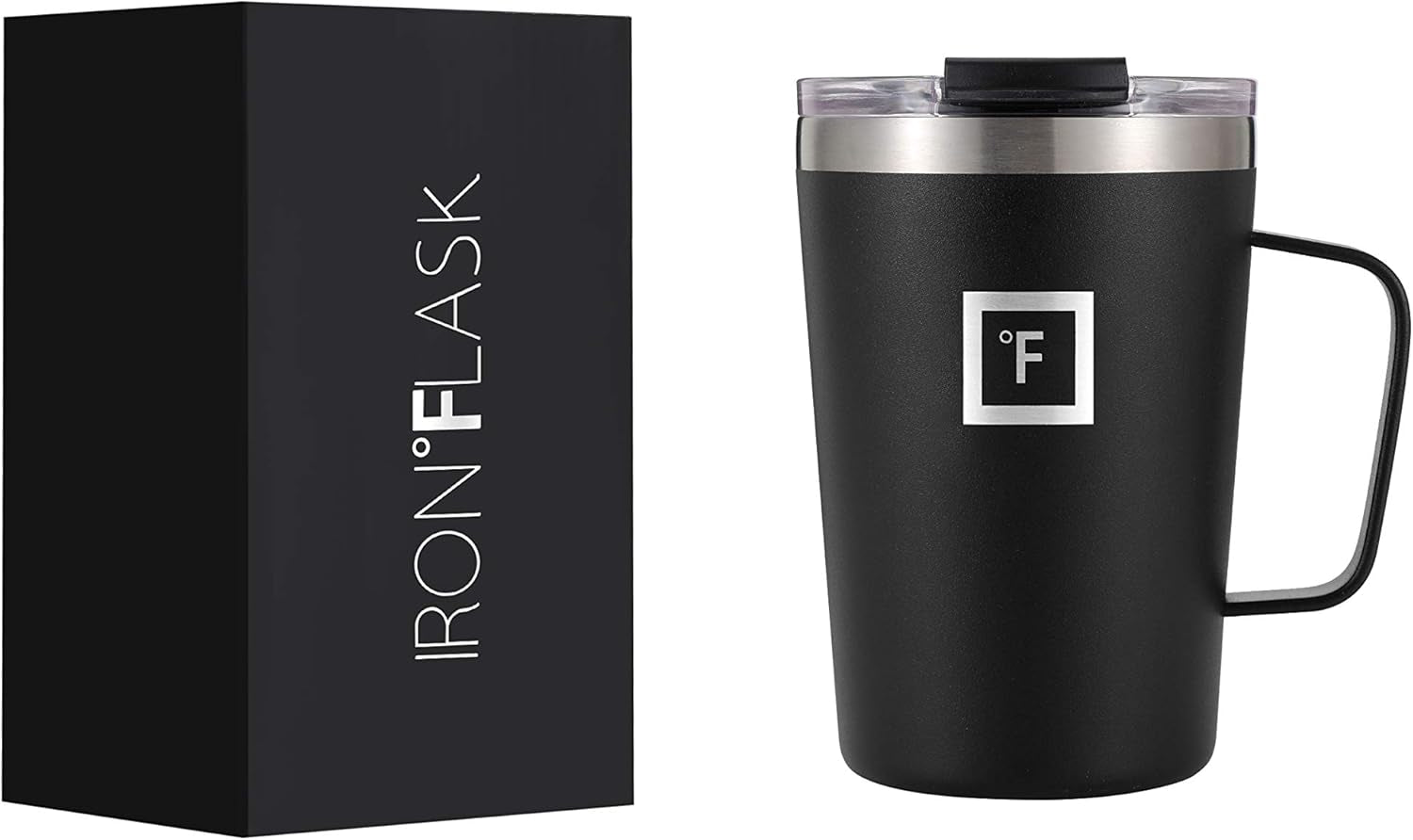 Grip Novelty Coffee Mug - Leak Proof, Vacuum Insulated Stainless Steel Bottle, Double Walled, Thermo Travel, Hot Cold, Water Metal Canteen - Midnight Black, 12 Oz - Classic Bottom