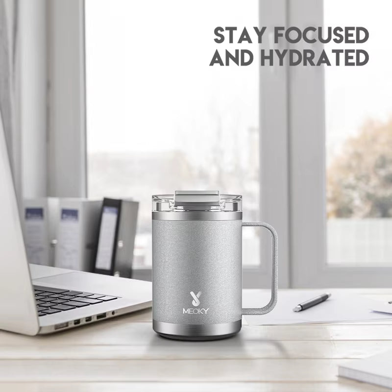 14Oz Office Cup Vacuum Tumbler Straw Cup with Lid Stainless Steel Coffee Leak-Proof Water Bottle Drink Ware for Home