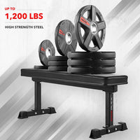 Flat Weight Bench, Sit-Up Abdominal Exercise Workout Bench - 1,200 Lb Rating for Weightlifting