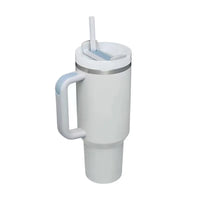 40 Oz Tumbler with Handle Lid and Straw Insulated Stainless Steel Dupe Travel Mug Iced Coffee Cup for Hot and Cold Water 40Oz