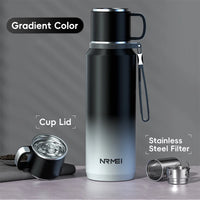 Double Wall Keep Hot and Cold Thermos Bottle Stainless Steel Insulated Bottles Vacuum Flask Large Thermos Cup with Tea Filter