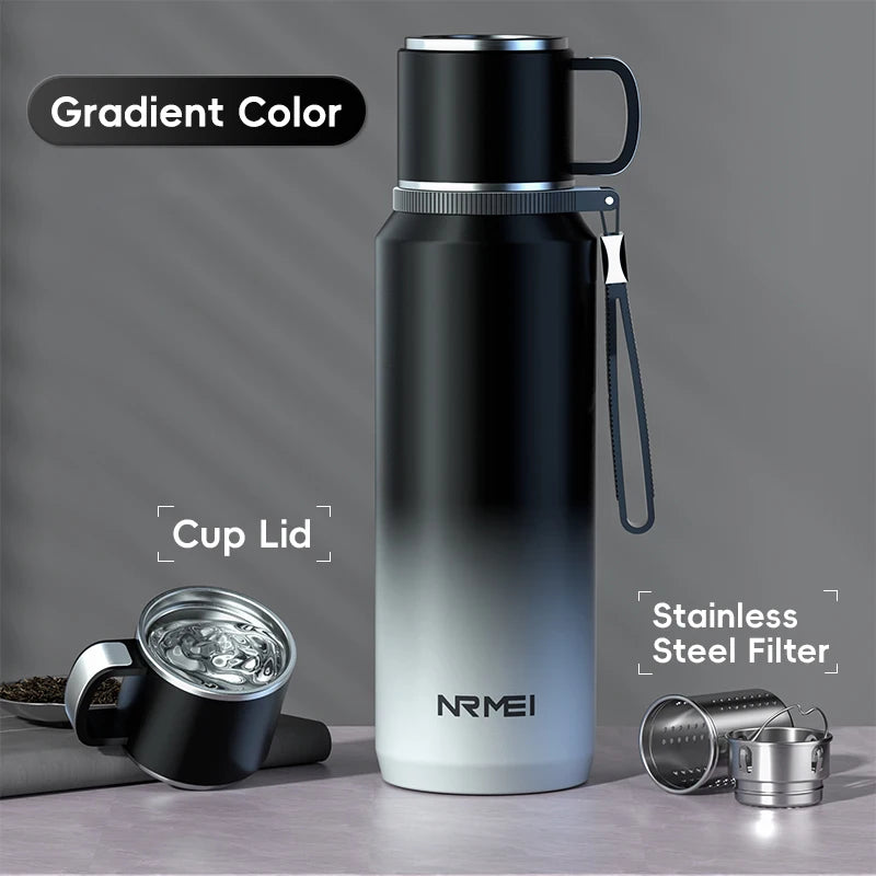 Double Wall Keep Hot and Cold Thermos Bottle Stainless Steel Insulated Bottles Vacuum Flask Large Thermos Cup with Tea Filter