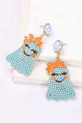 Smiling Ghost Shape Synthetic Pearl Earrings