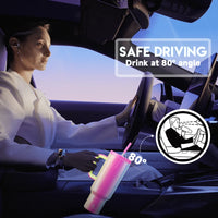 50Oz Vacuum Insulated Car Mug Tumbler with Handle Straw Gradient Stainless Steel New Thermal Travel Water Bottle 2024