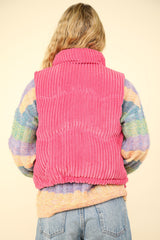 VERY J Zip Up Padded Corduroy Puffer Vest