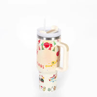 Christmas Style Travel Coffee Mug Stainless Steel Car Thermal Mug with Straw Vacuum Flask Thermos Tumbler Bottle Water Cup Gift