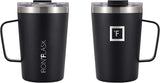 Grip Novelty Coffee Mug - Leak Proof, Vacuum Insulated Stainless Steel Bottle, Double Walled, Thermo Travel, Hot Cold, Water Metal Canteen - Midnight Black, 12 Oz - Classic Bottom