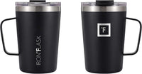 Grip Novelty Coffee Mug - Leak Proof, Vacuum Insulated Stainless Steel Bottle, Double Walled, Thermo Travel, Hot Cold, Water Metal Canteen - Midnight Black, 12 Oz - Classic Bottom