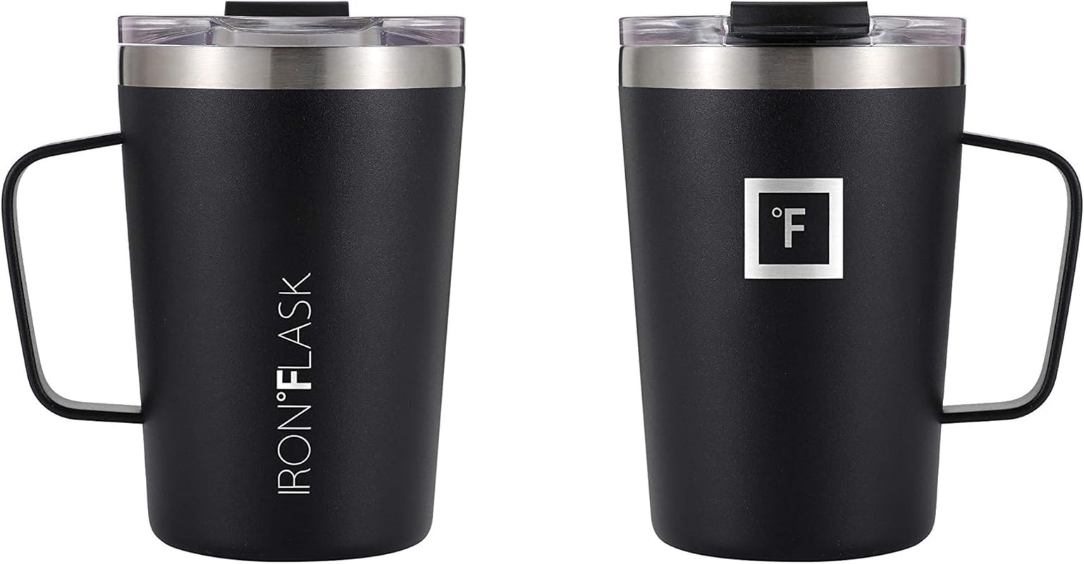Grip Novelty Coffee Mug - Leak Proof, Vacuum Insulated Stainless Steel Bottle, Double Walled, Thermo Travel, Hot Cold, Water Metal Canteen - Midnight Black, 12 Oz - Classic Bottom