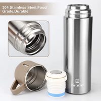 Stainless Steel Thermo 500Ml/16.9Oz Vacuum Insulated Bottle with Cup for Coffee Hot Drink and Cold Drink Water Flask.(Brown,Set)