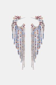 Fringed Rhinestone Zinc Alloy Dangle Earrings