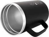 Grip Novelty Coffee Mug - Leak Proof, Vacuum Insulated Stainless Steel Bottle, Double Walled, Thermo Travel, Hot Cold, Water Metal Canteen - Midnight Black, 12 Oz - Classic Bottom