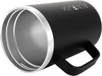 Grip Novelty Coffee Mug - Leak Proof, Vacuum Insulated Stainless Steel Bottle, Double Walled, Thermo Travel, Hot Cold, Water Metal Canteen - Midnight Black, 12 Oz - Classic Bottom