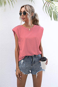 Round Neck Cap Sleeve Tee