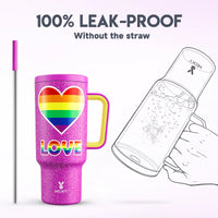 Cup 40Oz Large Tumbler Straw Cup with Lid Leak-Proof Sainless Steel Vacuum Insulated Car Mug Water Bottle Pride Month
