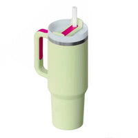 40 Oz Tumbler with Handle Lid and Straw Insulated Stainless Steel Dupe Travel Mug Iced Coffee Cup for Hot and Cold Water 40Oz