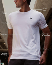Mens T Shirt with Logo - Short Sleeve Crew Neck Soft Fitted Tees S - 4XL Fresh Classic Basic Tshirts