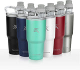 Temps Coffee Travel Mug Stainless Steel Vacuum Insulated Coffee Tumbler, Upgraded 100% Leakproof Water Bottle Lid and Easy-To-Sip Coffee Lid, Coffee Travel Tumbler (30 Oz, Seafoam, 2 Lids)
