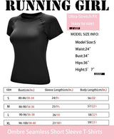 Seamless Workout Shirts for Women，Short Sleeve T-Shirt Stretch Tees Quick Dry Gym Athletic Tops