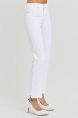 RISEN Full Size Tummy Control Elastic Band High Rise Crop Straight Jeans