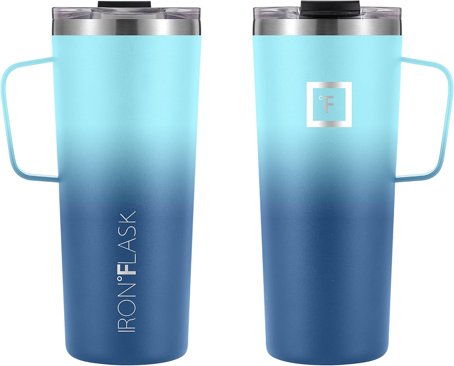 Grip Novelty Coffee Mug - Leak Proof, Vacuum Insulated Stainless Steel Bottle, Double Walled, Thermo Travel, Hot Cold, Water Metal Canteen - Blue Waves, 24 Oz - Classic Bottom