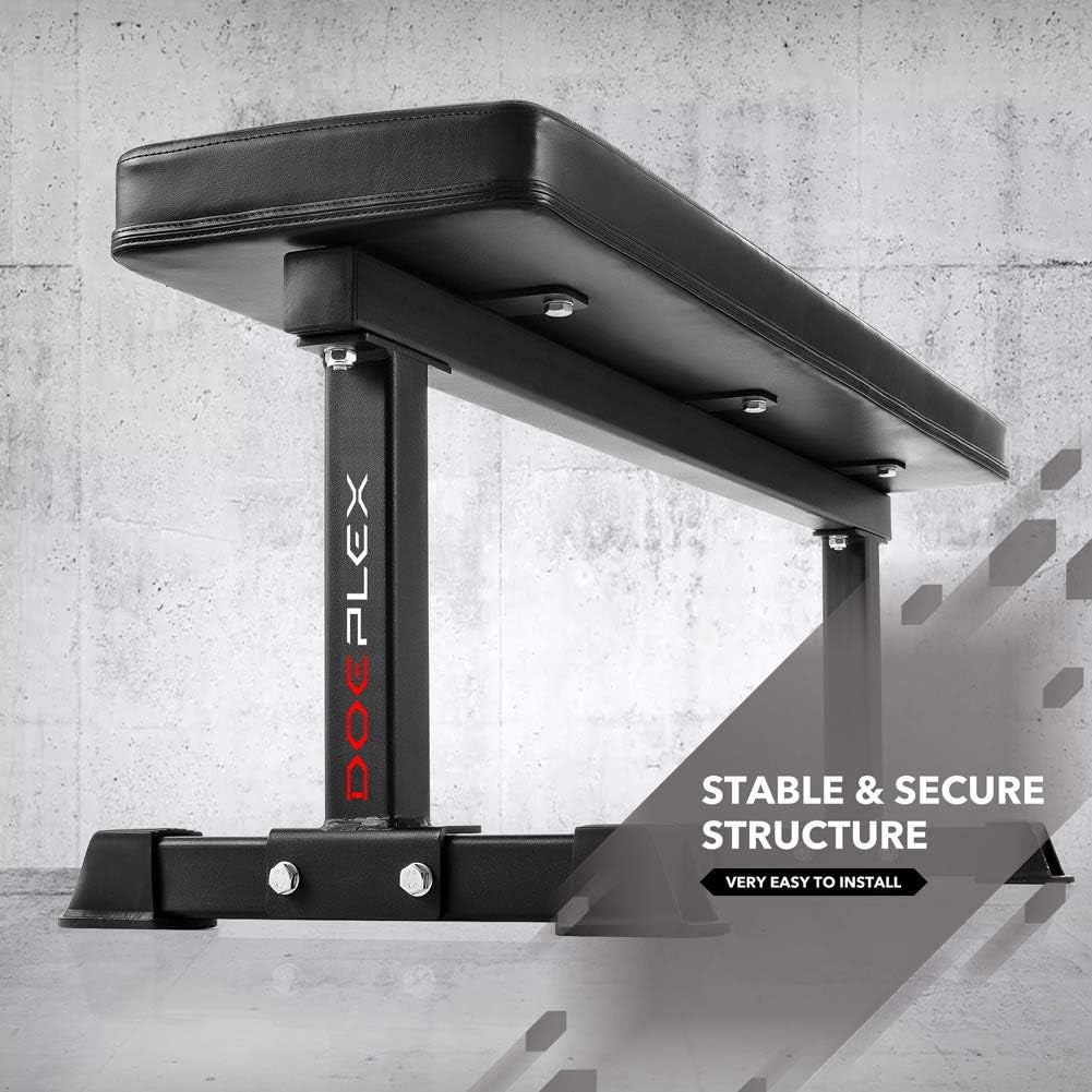 Flat Weight Bench, Sit-Up Abdominal Exercise Workout Bench - 1,200 Lb Rating for Weightlifting