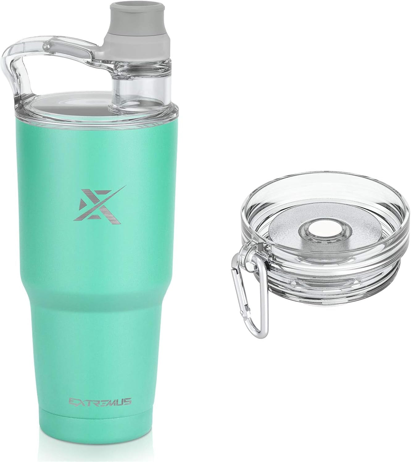Temps Coffee Travel Mug Stainless Steel Vacuum Insulated Coffee Tumbler, Upgraded 100% Leakproof Water Bottle Lid and Easy-To-Sip Coffee Lid, Coffee Travel Tumbler (30 Oz, Seafoam, 2 Lids)