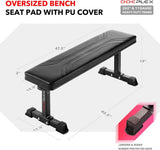 Flat Weight Bench, Sit-Up Abdominal Exercise Workout Bench - 1,200 Lb Rating for Weightlifting