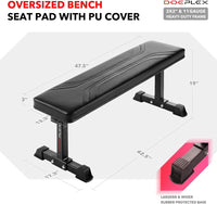 Flat Weight Bench, Sit-Up Abdominal Exercise Workout Bench - 1,200 Lb Rating for Weightlifting