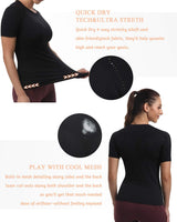 Seamless Workout Shirts for Women，Short Sleeve T-Shirt Stretch Tees Quick Dry Gym Athletic Tops